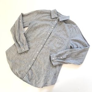Soft Surroundings Gray White Striped Button Up Top